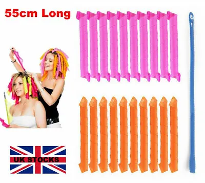 £9.99 • Buy 20x Magic Long Hair Curlers No Heat Heatless Spiral Curler Wave Formers Hook Set