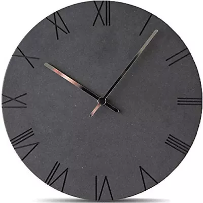 Modern Minimalist Concrete Misty Black Silent Wall Clock (Roman Numerals) • $33.99