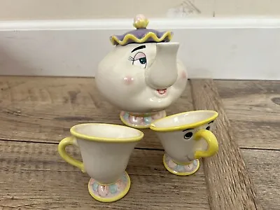 Vintage Disney BEAUTY And The BEAST Mrs Potts & Chip Toy China Tea Set READ DESC • $40