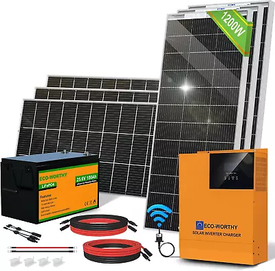 4.8KWH Solar Power Complete Kit 1200W 24V With Lithium Battery And Inverter For  • $3161.59