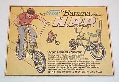 1969 Bicycle Ad ~ VISTA BANANA Hot Pedal Power • $4.85