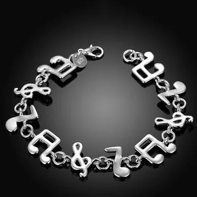 Music Note 925 Sterling Silver Bracelets For Woman Fine Luxury Jewelry Wedding • £2.27