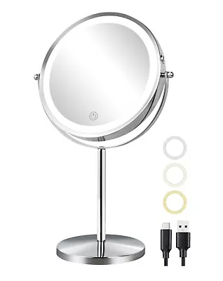 ALHAKIN 8 Inch Rechargeable Lighted Makeup Mirror 1X/10X Magnifying Mirror With • $26