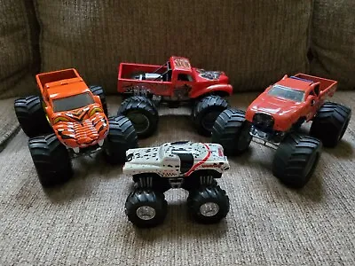 Hot Wheels Monster Jam Truck Lot: (3) 1:24 Diecast & 1:43 Monster Mutt Rev Tredz • $45