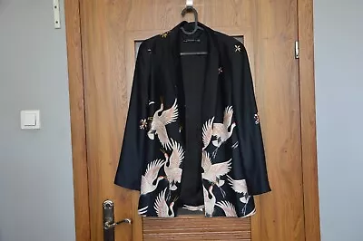 ZARA Black Printed Floral Birds Jacket Blazer Oriental MOIRA Trinny XSMALL XS • $79