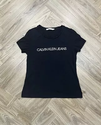 Calvin Klein Jeans Pullover Round Neck Black T Shirt Women’s M • £6