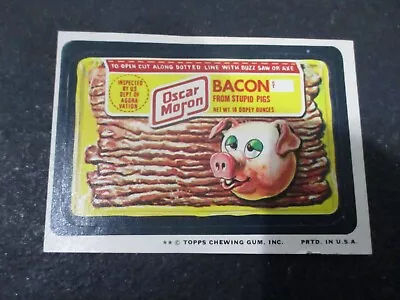 Vtg 1970s Topps Wacky Packages Tan Back Sticker Oscar Moron Bacon • $3