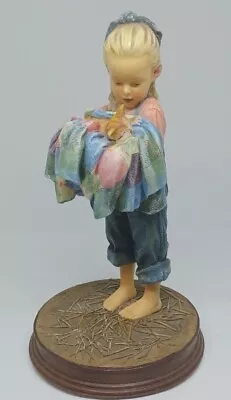 Mama Says Guard Your Treasures  Demdaco Ceramic  Figurine Girl W/ Kitten 2003  • $59.95