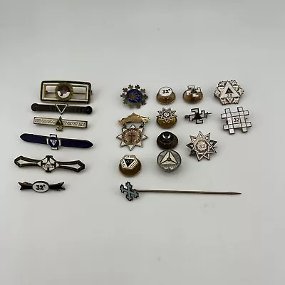 Antique Lot 19 32nd Degree Freemasonry Tie Bar Lapel Pin Enameled Masonic Mason • $199.99