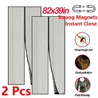 2 Pack Magnetic Screen Door Mesh Curtain Heavy Duty Mosquito Net Bug Hands Free • $12.99