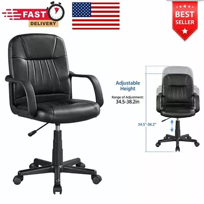 Faux Leather Swivel Computer Gaming Desk Office Chair Ergonomic Mid-Back Chairs • $71.39