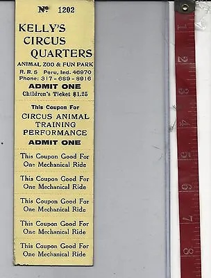 Vintage Kelly's Circus Quarters Admission And Ride Tickets • $9