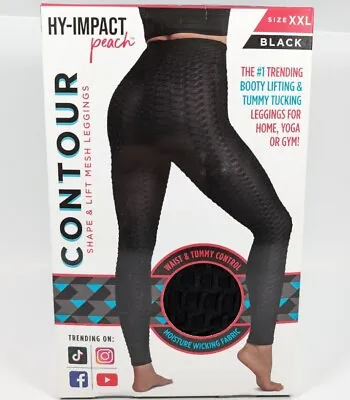 Hy-Impact Peach Contour Shape & Lift Mesh Leggings Sz XXL Black Moisture Wicking • $12.88