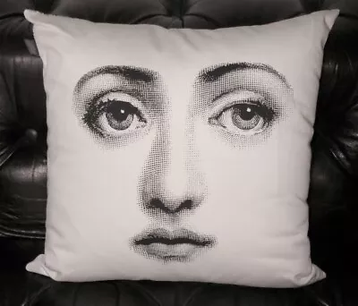 NEW FORNASETTI THROW PILLOW JULIA FACE DOUBLE SIDED DECO 16 In SQUARE AUTHENTIC • $525