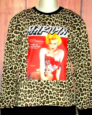 Mens Forever 21 Marilyn Monroe Cheetah Animal Print Crew Sweatshirt Size M • $38.90