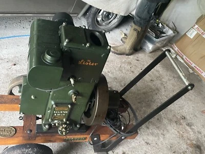 Restored Lister D Stationary Engine With Water Pump Fitted To Wooden Trolley. • £380