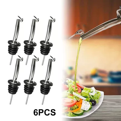 6x Stainless Steel Wine Wine Olive Oil Stopper Bottle Pourer Dispenser Spout Set • £6.93