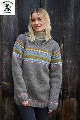 £74.95 • Buy Pachamama Hand Knitted 100% Wool Jumper Sweater - Braemar Fair Isle - BNWT