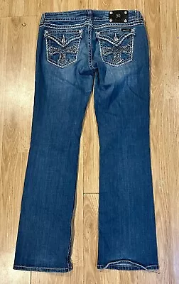 Miss Me Jeans Boot Jeans Tag Size 32 X 34 Inseam Cross Flap Pockets Low Rise • $32.99