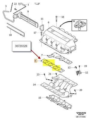 Genuine Volvo S80 XC90 Left Intake Manifold Plenum Gasket 8 Cylinder 30720328 • $29.81