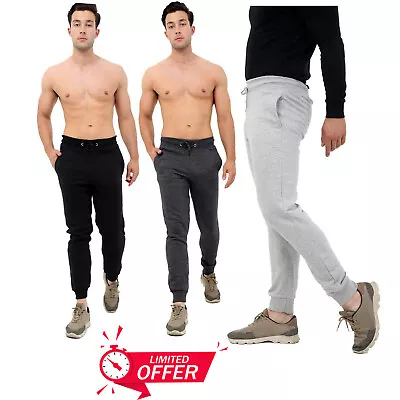 Mens Tracksuit Bottoms Gym Joggers Skinny Trousers Running Sweatpants Slimfit Xl • £9.95