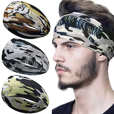 Men Women Wide Cotton Bandana Headband Hair Band Turban Sports Running Head Wrap • $3.29