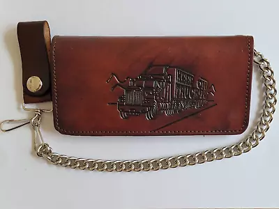 Rustic  Genuine Leather Trucker Biker 7  Wallet With Chain Truck • $32.95