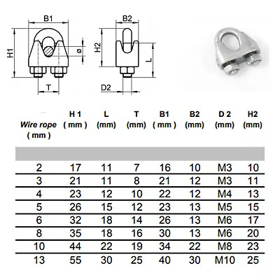 £3 • Buy Wire Rope Clip Cable Clamp Marine Grade Stainless Steel U Bolt Saddle Fastener