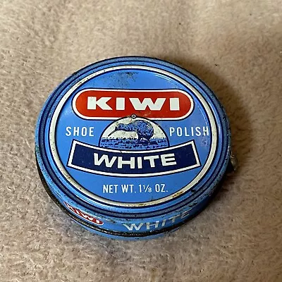 RARE! Vintage Kiwi White Shoe Polish In The Blue Tin (3/4 Full) • $23.72