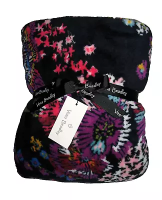 Vera Bradley Fleece Soft Throw Blanket 80x50 Midnight Wildflowers 12408-k90 Nwt • $34.95