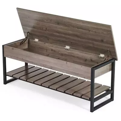 Merra Storage Bench 17.7 HX47.2 W Wood Entryway Shoe Residential W/ Shelf Gray • $121.72