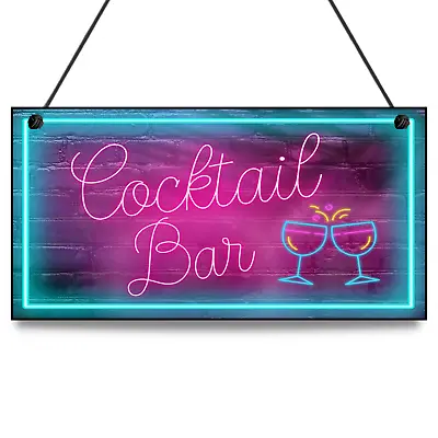 £4.49 • Buy Cocktail Bar Sign Home Decor Tiki Neon Kitchen Hanging Party Drinking Pub Plaque