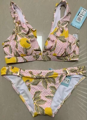 £5.99 • Buy M&S Marks & Spencer Bikini Top & Tanga Bottom In Yellow And White Mix BRAND NEW