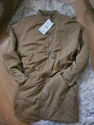 Zara Short Bomber Dress Long Sleeves Beige Dress BNWT Uk Size L • £10.99