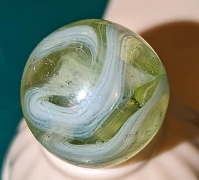 Htf Heaton Agate Cucumber Swirl Marble Vintage Glass 5/8   • $11