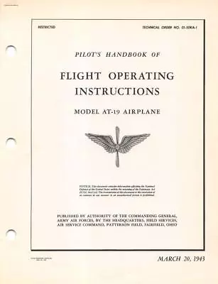 1943 Aaf Stinson At-19 Reliant Trainer Pilots Flight Manual Aircraft Handbook-cd • $19.99