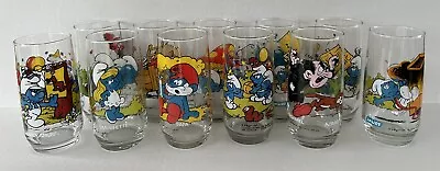 Vintage Smurfs Glass Tumblers 1980's Set Of 11 • $150