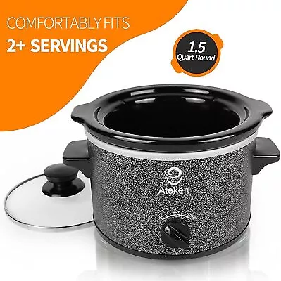 1.5 Quart Rice Cooker Slow Cooker Removable Pot Stainless Steel With Glass Lid • $19.98