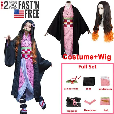 $41.39 • Buy Demon Slayer Halloween Cosplay Kimetsu No Yaiba Kamado Nezuko Adult Costume Set