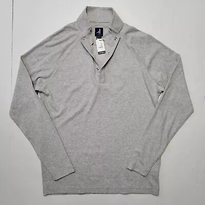 JOHNNIE-O WHALING Sz M Medium Light Gray Long Sleeve Pullover Men's Sweater NWT • $68