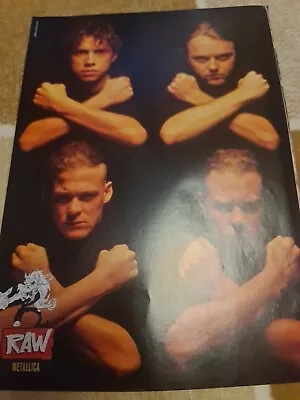 Vintage METALLICA JAMES HETFIELD JASON NEWSTED BLACK ALBUM A4 POSTER RAW 1991 • £10.49