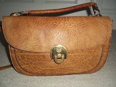 Exquisite Vintage Goldfeil Caracciola Tan Leather Satchel Shoulder Bag • £29.99