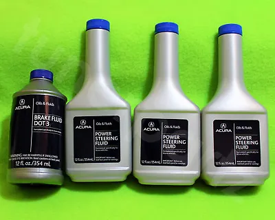 3 Acura Power Steering Pump Fluid + 1 Brake Fluid Oil Dot 3 • $34.95