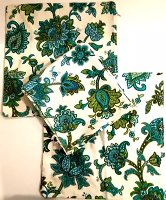 Vintage M&S Paisley Cushion Covers Pair Turquoise Green & White 100% Cotton • £19.99