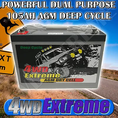 Dp105 105ah Agm Deep Cycle Battery Suit Caravan Camping 4x4 Marine Solar 100ah  • $259