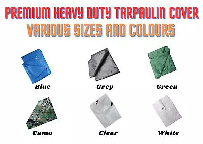 Heavy Duty Tarpaulin Waterproof Cover Tarp Ground Sheet Multi Sizes & Colours • £36.59