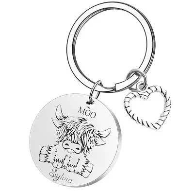 Novelty Cute Cow Keyring Highland Cattle Keychain Bag Charm Gift • £7.50