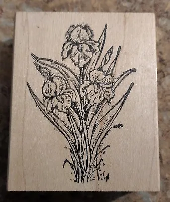 RARE Vintage Northwoods Wood Mounted Rubber Stamp Irises Flowers Spring Floral • $4.99