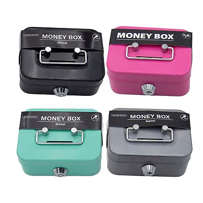 Small Lock Box Metal Cash Box Mini Safe Lock Box Money Bank Metal Coin Bank • $13.51