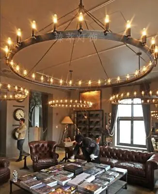 Industrial Chandelier Iron Ceiling Lamp Living Room Light Vintage Lobby Lighting • $357.88